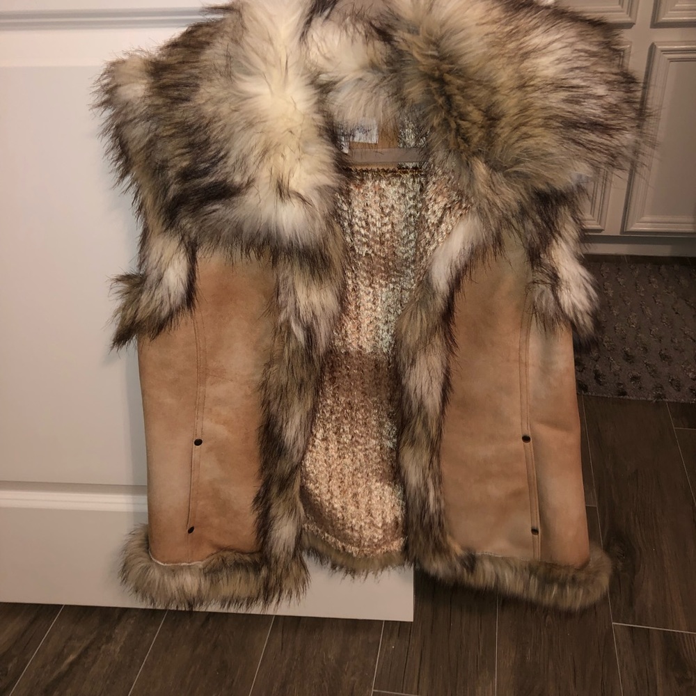 Suede and fur vest